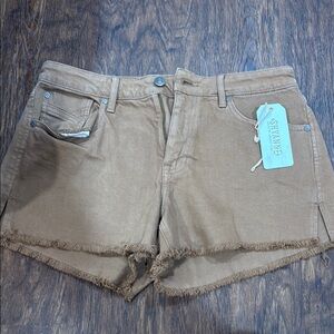 Shein Women's Tan Frayed Denim Shorts